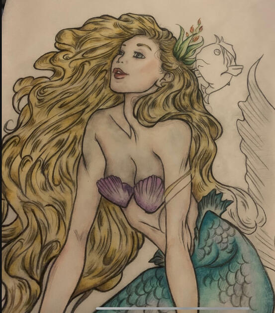 Hand drawn mermaid